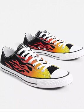 Converse Chuck Taylor All Star Flame Black Low Top Trainers Sneakers Men US 9